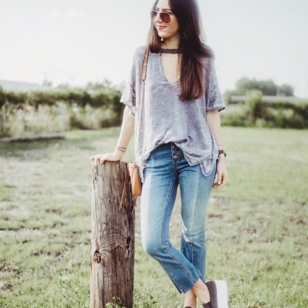 Free People cropped button front jeans